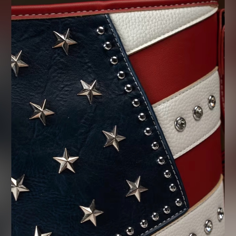 Patriotic Red, White & Blue Star Stud Crossbody Bag - Picture 7 of 8
